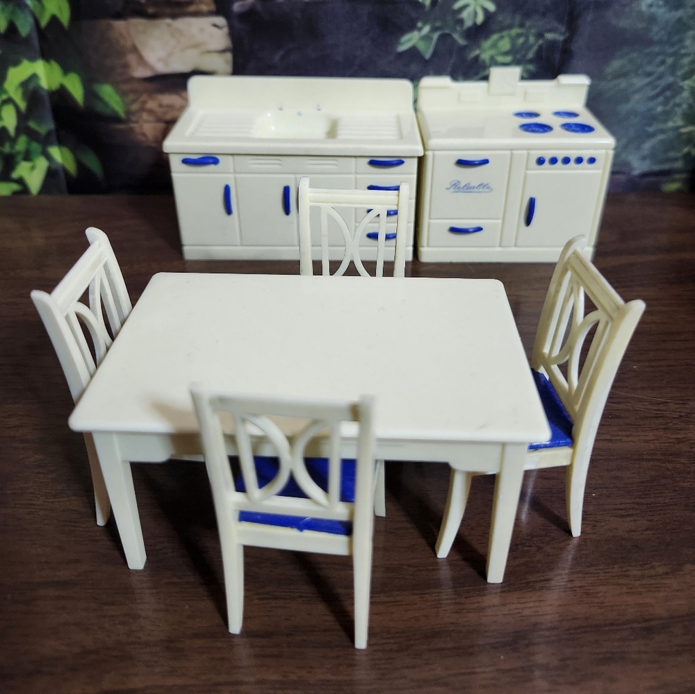 Reliable Vintage Minature Kitchen Set with Table and Chairs
